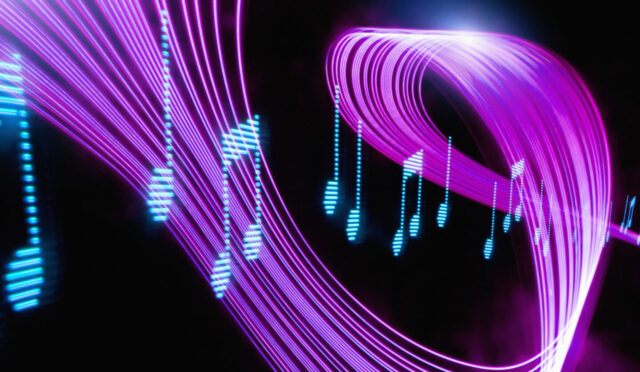 Musical notes with psychedelic lights