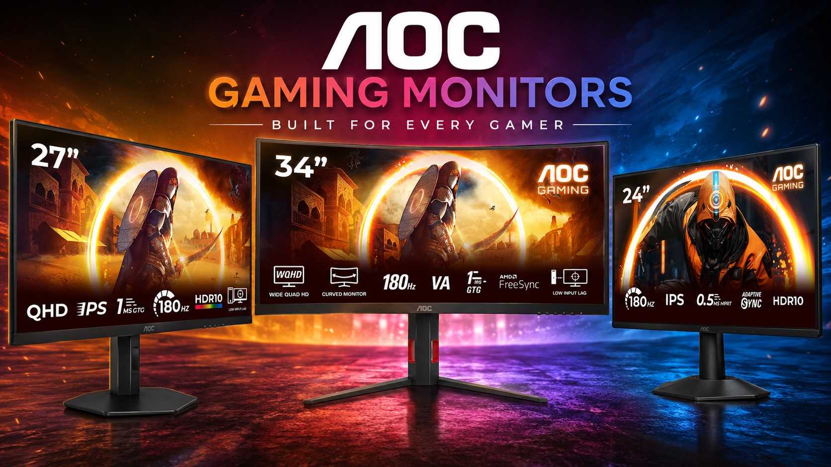 AOC, 24 İnçten 34 İnçe Uzanan Yeni Oyun Monitörlerini Tanıttı: 260 Hz’e Kadar Yenileme Hızı